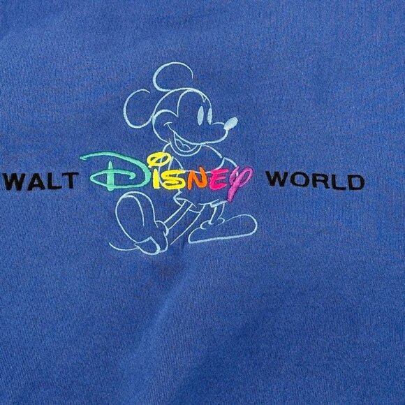 Walt Disney World Mickey Mouse XL Crewneck Sweater Royal Blue Vintage - Picture 8 of 10